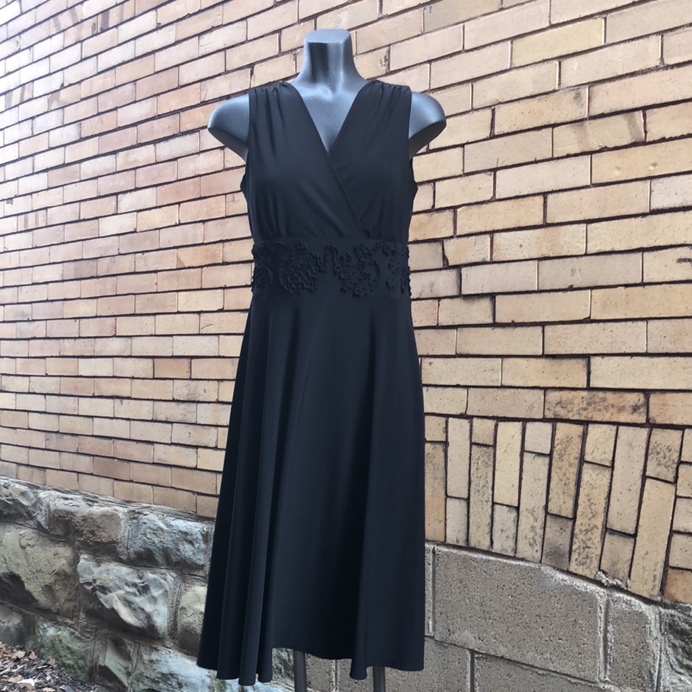 Coldwater Creek Black Faux Wrap Tank Dress 4 6